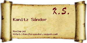 Kanitz Sándor névjegykártya